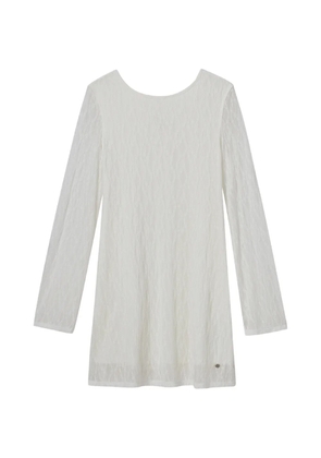 b+ab lace-textured long-sleeve mini dress - White