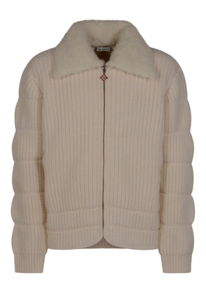 Casablanca zip-up ribbed cardigan - Neutrals