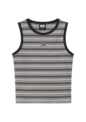 FINGERCROXX stripe-pattern ribbed top - Grey