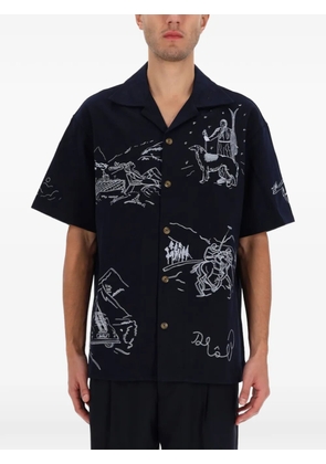 Drôle De Monsieur embroidered short-sleeves shirt - Blue