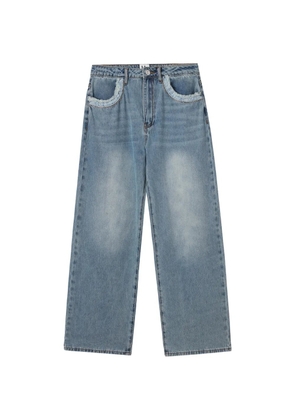 b+ab lace-trim straight jeans - Blue