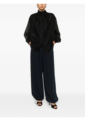 THE ANDAMANE Rania gathered semi-sheer blouse - Black