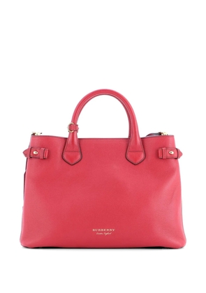 Burberry Pre-Owned Banner Tote Leather and House Check Canvas Medium satchel - Red