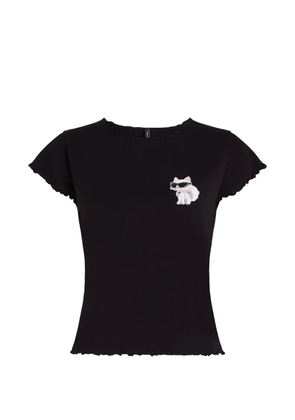 Karl Lagerfeld Ikon Choupette bow-detail cotton T-shirt - Black