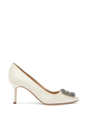 Manolo Blahnik Hangisi crystal-buckle pumps - Neutrals