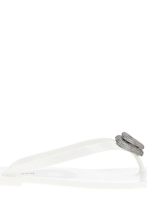 MACH & MACH Double Heart flip flops - White