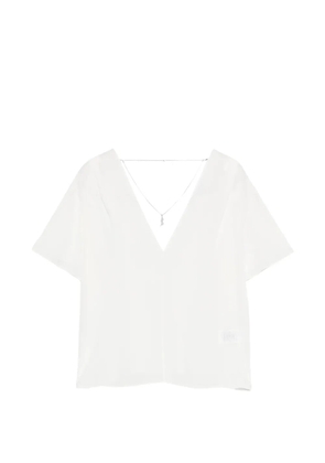 Patrizia Pepe jewel-detail V-neck blouse - White