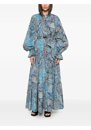 ETRO paisley-pattern ruffled maxi dress - Blue