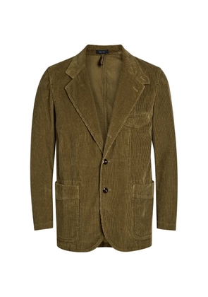 Drake's corduroy patch-pocket jacket - Green