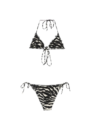 Ermanno Scervino zebra-print lace-detail bikini - Black