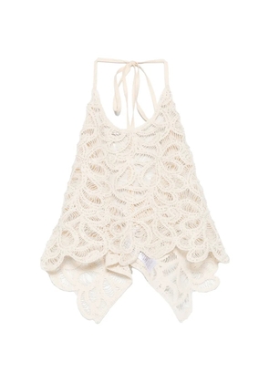 Patrizia Pepe crochet-knit beaded top - Neutrals