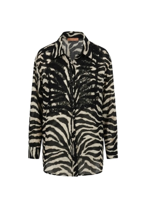 Ermanno Scervino zebra-print lace-embroidered shirt - Neutrals