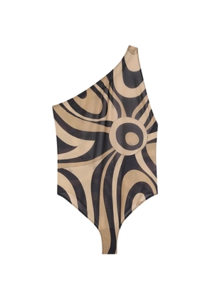 PUCCI Marmo-print one-shoulder swimsuit - Neutrals