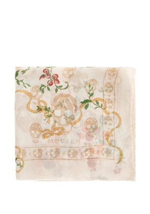 Alexander McQueen floral-print Skull scarf - Neutrals