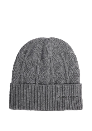 PIQUADRO cable-knit beanie hat - Grey