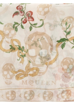 Alexander McQueen floral-print Skull scarf - Neutrals