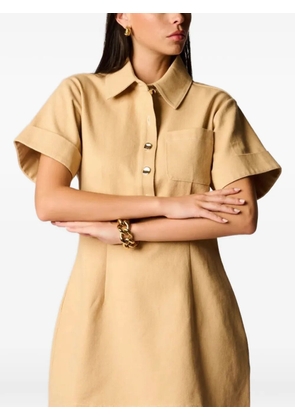 HEVRON Beca western-yoke dress - Neutrals