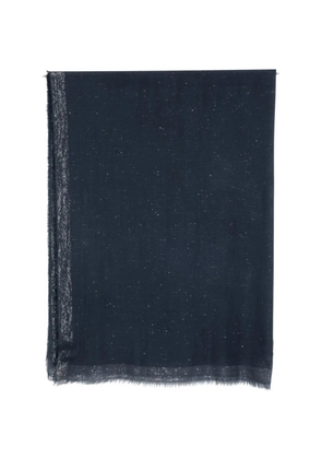 Faliero Sarti glitter-effect frayed scarf - Blue