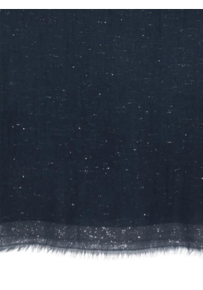 Faliero Sarti glitter-effect frayed scarf - Blue