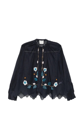 Forte Forte floral-beaded scalloped shirt - Blue