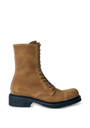 Miu Miu embossed sole lace-up boots - Brown