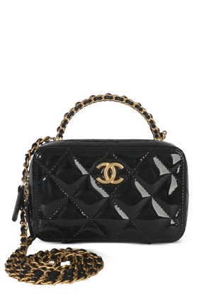 CHANEL Pre-Owned 2021-2025 mini quilted patent-leather tote bag - Black