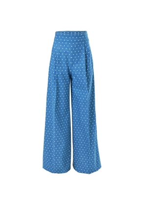 Carolina Herrera polka-dot denim wide-leg Marisol pants - Blue
