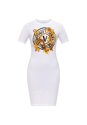 Versace Jeans Couture logo-print mini dress - White