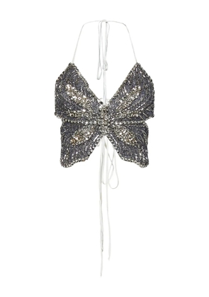 ROOM76 embellished butterfly crop top - Silver