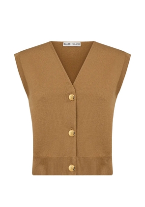 Blazé Milano button-up V-neck knitted gilet - Brown