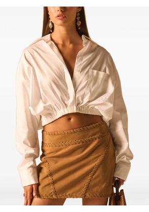 JBQ Emery fringe-detail cropped shirt - White