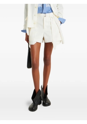 sacai layered belted shorts - White