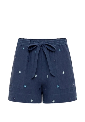 Carolina K floral-embroidered drawstring shorts - Blue