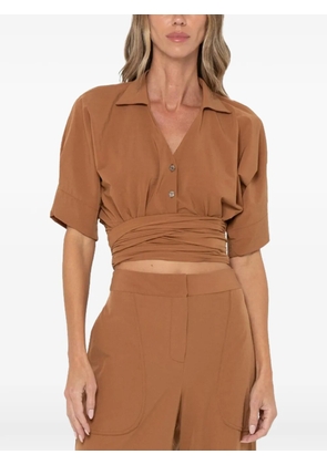 JBQ Halle wrap-around cropped blouse - Brown
