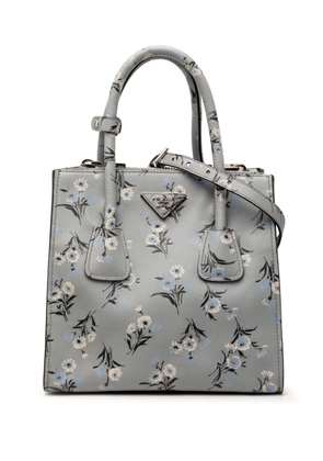 Prada Pre-Owned 2010-2026 Saffiano Floral Print Twin Pocket satchel - Grey
