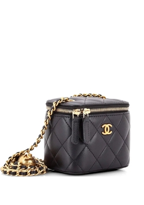 CHANEL Pre-Owned Pearl Crush Vanity Case with Chain Quilted Lambskin Mini clutch bag - Black
