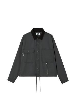 izzue corduroy-collar overshirt - Grey