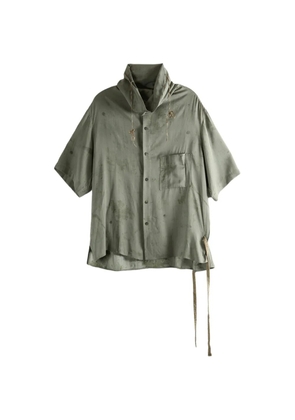 Ziggy Chen distressed cowl-neck shirt - Green