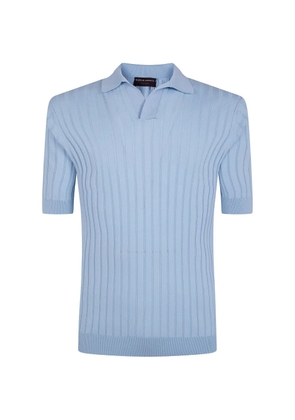 Filippo De Laurentiis ribbed-knit collared T-shirt - Blue
