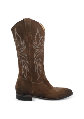 Pawelk's embroidered suede boots - Brown