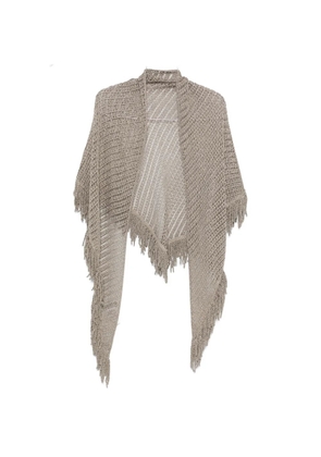 SIMONA CORSELLINI open-knit fringed shawl - Neutrals