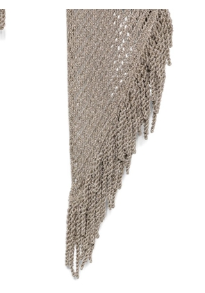 SIMONA CORSELLINI open-knit fringed shawl - Neutrals