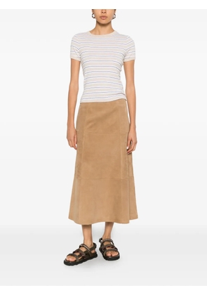 YERSE panelled suede midi skirt - Brown