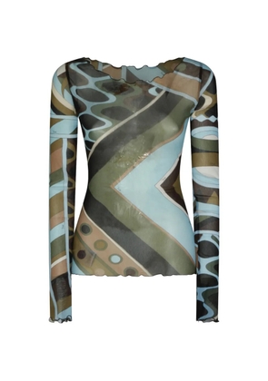 PUCCI geometric-print mesh top - Green