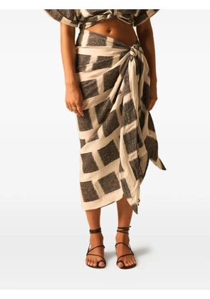 JBQ Pearl square-print wrap midi skirt - Black