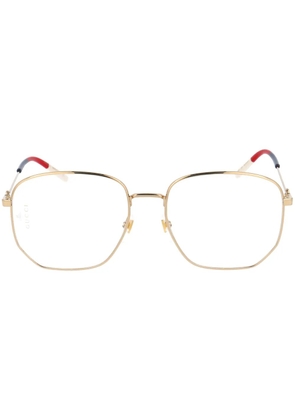 Gucci Eyewear Web-detail hexagonal-frame glasses - Gold
