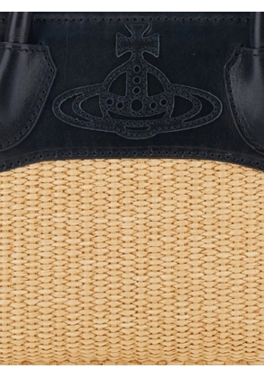 Vivienne Westwood small Troy Orb-motif woven tote bag - Neutrals