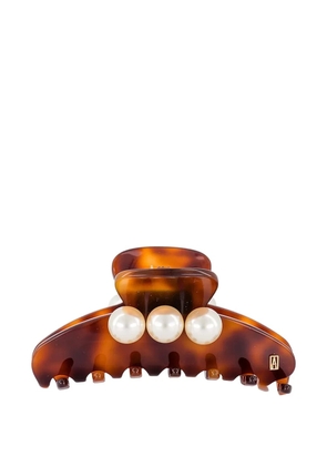 Alexandre de Paris faux pearl-embellished tortoiseshell hair clip - Brown