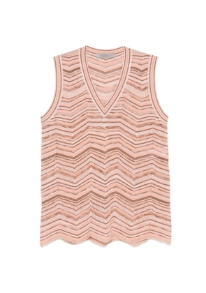 D.Exterior chevron-knit metallic-thread top - Pink