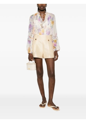 ZIMMERMANN button-tab pleated shorts - Neutrals